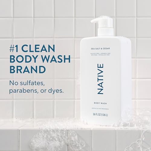 Native Body Wash for Women & Men, Sea Salt & Cedar, 36 oz Pump Bottle, Sulfate-Free & Gentle - Image 3