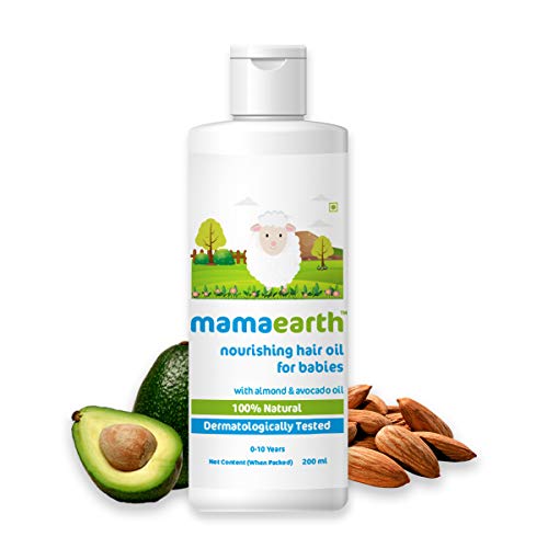 Image of Mamaearth Nourishing Baby Hair Oil With Almond & Avocado, 100Ml&Mamaearth Nourishing Baby Hair Oil, With Almond & Avocado Oil - 200 Ml