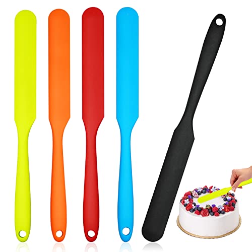 Tuojecuk Large Silicone Jar Spatulas, 5Pcs Heat Resistant Cake Cream Peanut Butter Spatulas Mixing Batter Scraper, 9.6 Inch Nonstick Bread Spatula Rubber Kitchen Jar Blenders Scraper #TOP8