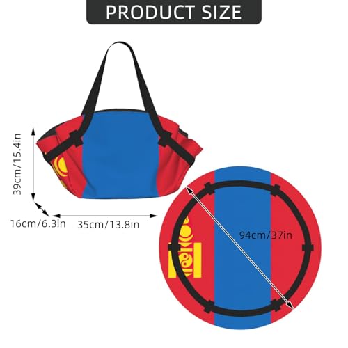 Sac de camping pliable imprimé drapeau mongol imperméable pour parc et plage - 4