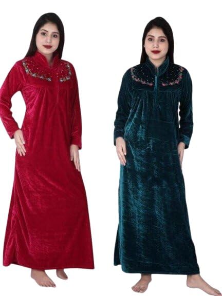 Women Nighty Trendy Print Relax Fit Night Dress Soft Fabric Comfortable Lounge Outfit Multi Free Size Multicolour-image-5