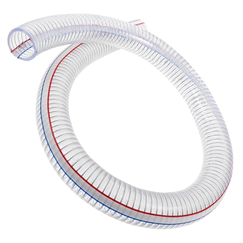 PAMINGONO Manguera de Drenaje Flexible de PVC Transparente Refuerzo de Alambre de Acero 1m 32Mm*40Mm Anti Envejecimiento para Uso en Sistemas de Vacío y Riego