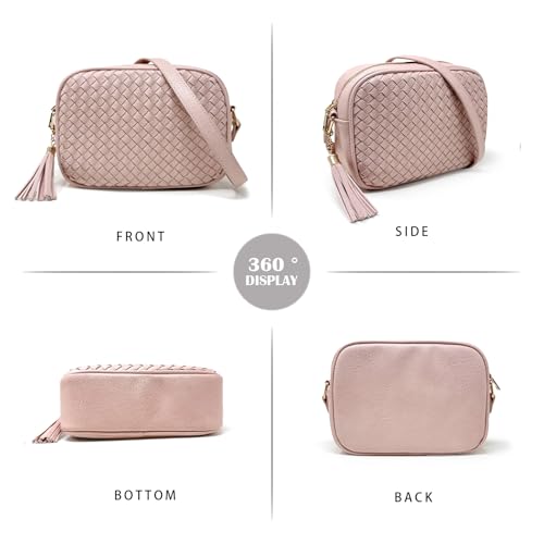 Image of AFKOMST Woven Crossbody Bag, Small Summer Purse and Boho Bag for Women | Vegan Leather, Roomy Space, 2.3L Capacity, fits iPad mini /Long Wallet /Kindle, Versatile for Daily Use /Casual /Date /Office
