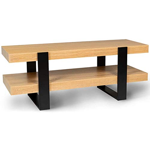 IDMarket - Meuble TV 114 cm Double Plateau Phoenix Bois et Noir – Image 6