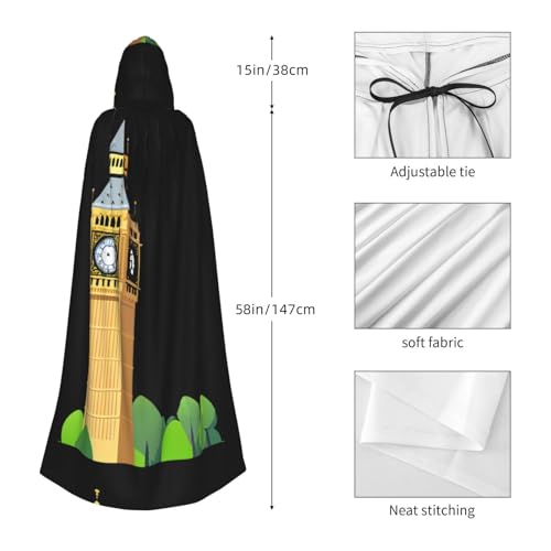 Cape à capuche Big Ben Prints confortable et durable pour Halloween