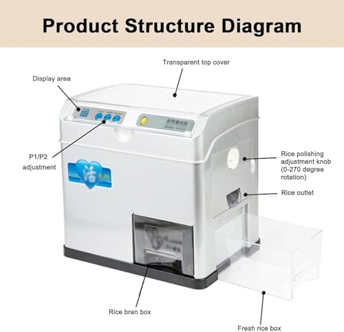 Automatic Electric Rice Milling Machine 550W - Efficient Wheat Peeling Sheller for Polished Rice Production up to 30KG/H - Image 6