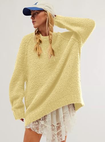Beaully Women's Oversized Long Sleeve Crewneck Fuzzy Knit Warm Sweaters 2025 Fall Pullover Sweater Tops4
