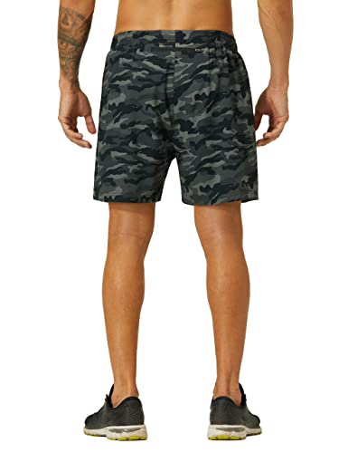 Ezrun Men's 5 Inches Running Workout Shorts Quick Dry Lightweight Athletic Shorts With Liner Zipper Pockets,Camouflage Green 1,L #TOP2