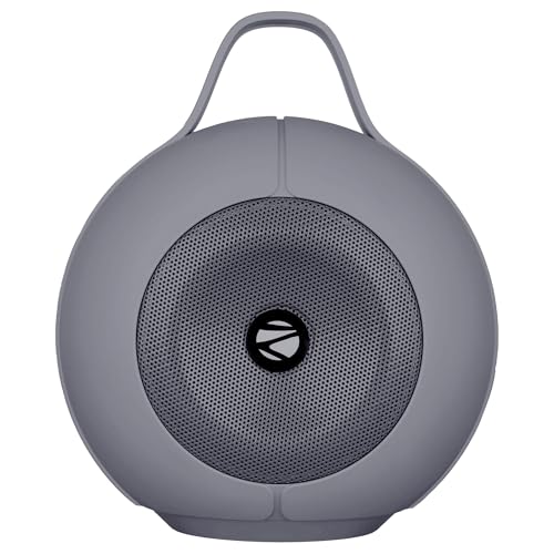 ZEBRONICS Sound POD 30 Portable Bluetooth Speaker, 12 Watts, Upto 8 Hours Playback, Passive Radiator, BTv5.3 | mSD | TWS | Splash Proof, RGB LED, Carry Handle, Deep Bass (Gray)