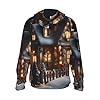 OAZCVBNN Christmas Village House 4 Print Sun Protection Hoodie For Adults Hooded Shirt Breathable Quick-Dry Outdoor Running Black #5