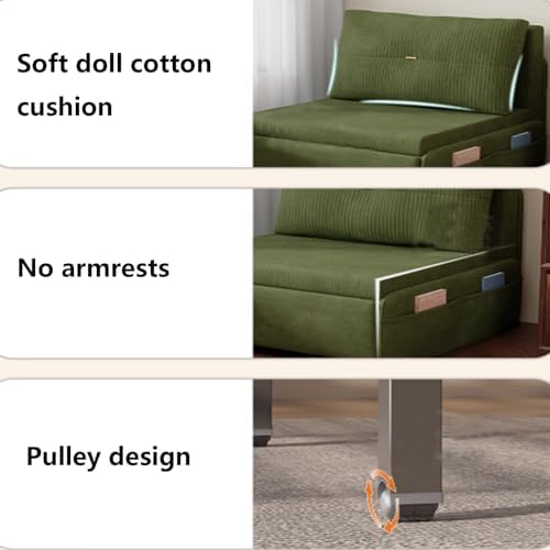 3-in-1 Convertible Sleeper Sofa Bed, Compact Folding Chaise Lounge with Hidden Storage, Corduroy Fabric, High Resilience Foam, Armrest-Free Design for Small Spaces (205x60x70CM)