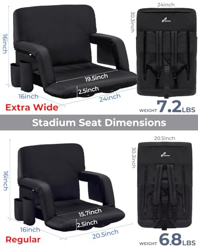 Sportneer Y21-80600-14-AA Stadium Seating For Bleachers, Stadium Seats With Back Support Bleacher Chairs With Back And Cushion 6 Reclining Position Stadium Seat Bleachers Chair thumb #1