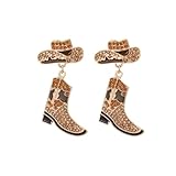 Handmade Rhinestone Western Cowboy Boots Dangle Earrings Colorful Crystal Cowboy Cowgirl Enamel Hat Rodeo Boot Earrings for Women Country Concert Dress Party Outfits Jewelry Gifts-K