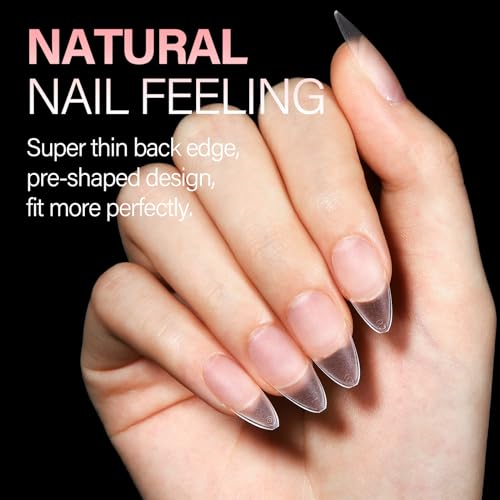 AILLSA Medium Almond Nail Tips 450PCS Full Cover Clear Acrylic Nail Tips Double-Sided Matte No Need Base Coat Nail Tips Press on Fake Nail Tips for Nail Tips Extension False Nails DIY Salon 15 Sizes - Image 6