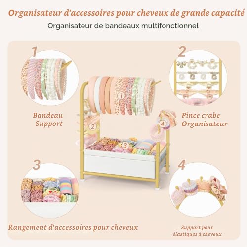 VINCOURNA Rangement Accessoires de Cheveux, Présentoir de Rangement (Or) – vue 2