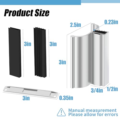 Frameless Shower Door Handle with Metal Strike and Magnetic Strip - Fits Various Glass Door Thicknesses - Replacement Handle for Swing Glass Shower Doors