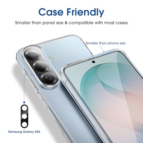Image of amFilm Auto-alignment OneTouch for Samsung Galaxy S26 6.3'' Screen Protector + Camera Lens Protector, Tempered Glass, 30 seconds Installation, Bubble Free, Case Friendly, Anti-Scratch [2+2 Pack]
