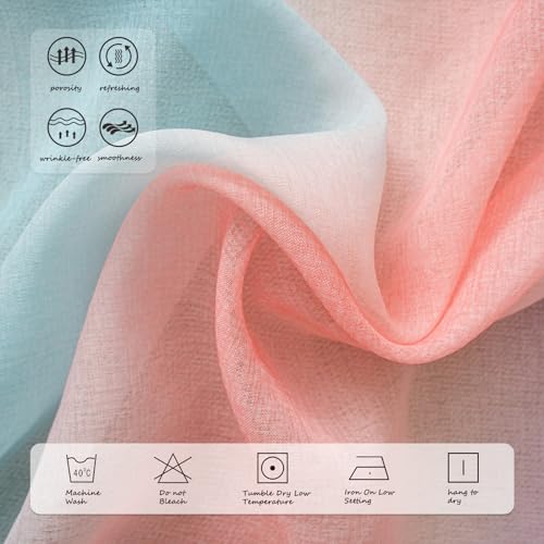 Yancorp Sheer Curtain 2 Panels Semi Bedroom Curtains 63 inches Length Linen Rainbow Ombre Curtains Rod Pocket Drapes Girls Living Room Mermaid Bedroom Nursery Kids Window Decor(Rainbow, 52"x63") by Yancorp - Image 6