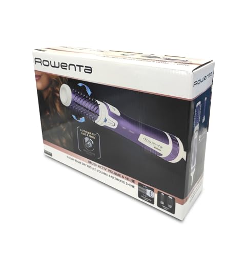 Rowenta Rotierende Warmluftbürste Brush Activ Volume & Shine, Keramikbeschichtung, 2 Bürstenköpfe, mit Schutzhülle, 3 Geschwindigkeitsstufen, Kaltstufe, rotierender Haartrockner, violett, CF9530