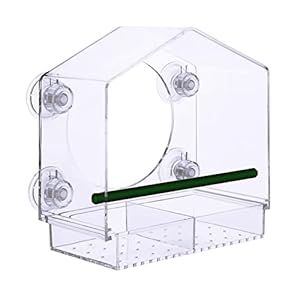 Window Bird Feeder – Extra Strong Suction Sups and Removable Seed Tray with Drainage Holes. Windowsill Birdfeeders for…