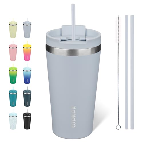 Image of BJPKPK 18 oz Coffee Tumbler with Straw, Insulated Stainless Steel Cup