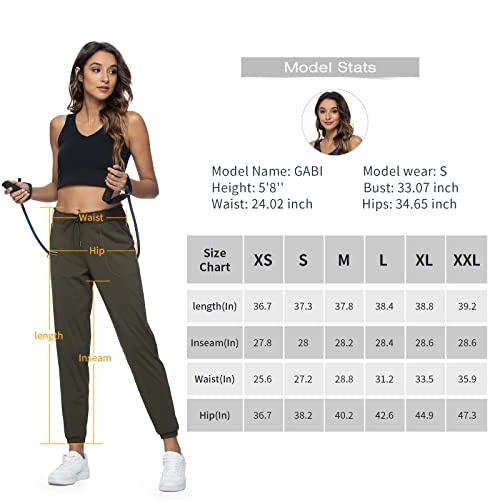 Haowind Joggers For Women With Pockets Elastic Waist Workout Sport Gym Pants Comfy Lounge Yoga Running Pants(Army Green L) #TOP6