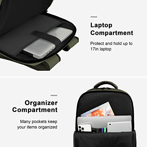 Matein Carry On Backpack, Extra Large 40L Travel Backpacks Airplane Approved Weekender Bag For Men And Women, Water Resistant Overnight Luggage Daypack Business Suitcase Anti-Theft Duffel Bag, Green #TOP3