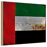 Vintage Holzschild | Flagge der Vereinigten Arabischen Emirate | Retro Deko | 20 cm x 30 cm