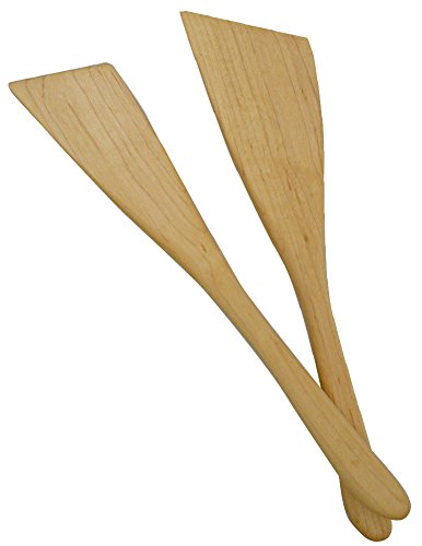 American Made Natural Hard Maple Wood Angled Spatulas, Set of 2