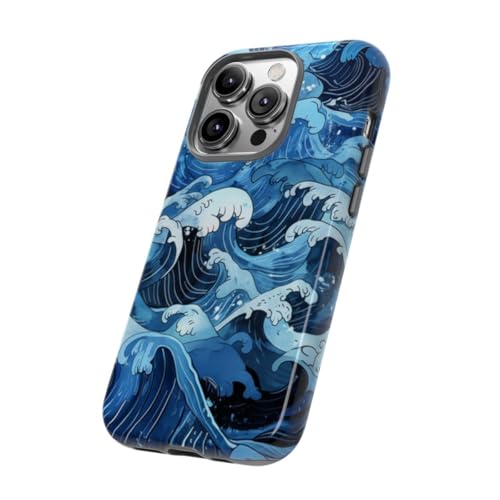 Coque iPhone 14 Pro Vagues Japonaises - Protection Rigide Brillante