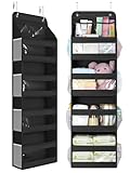 Yecaye 5 Tier 1Pc Over the Door Organizer, Swing-proof Door Organizer Hanging with Clear PVC Windows, Behind the Door Storage for Bedroom Nursery Closet Laundry Pantry Bathroom, Black