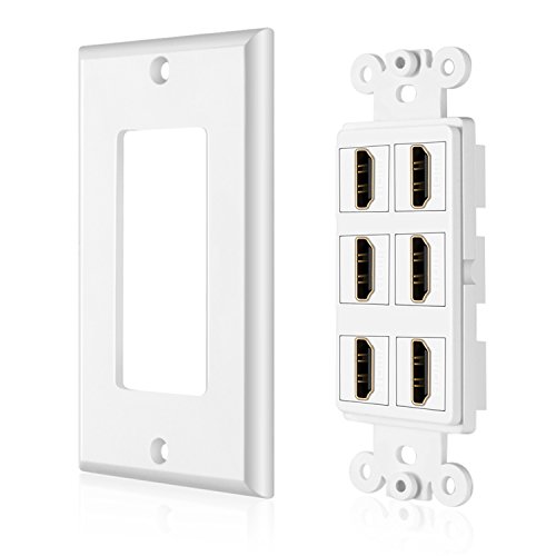 Tnp Hdmi Wall Plate (6 Port, White) Hdmi Face Plate Socket Insert Jack Outlet Panel Mount Support 4K 60Hz Hdr Arc/Earc Full Hd 3D Ethernet High Speed Cable Extension Coupler F/Projector & Home #TOP3