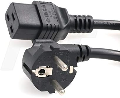 HangTon Power Cord Right Angle Euro Schuko Male to IEC320 C19 Female 16A 250V 3 Prong Cable (6ft, eu-c19)