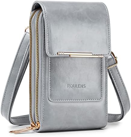 Roulens Touch Screen Phone Bag,PU Leather Womens Phone Bag Purse,Small Clear Window Touchscreen Cross Body Shoulder Bag with Long Strap & Short Hand Strap - Fit Phone Less 6.5 Inch