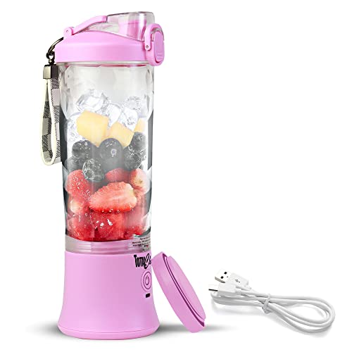 Total Chef Portable Blender for Smoothie And Shake Personal Mini Juicer Type-C USB Rechargeable Leakproof Travel Lid 20 oz (600 mL) Pink