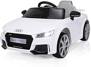 HONEY JOY Ride On Car, 12V Licensed Audi TT RS, Battery Powered Motorized Vehicle w/2.4G Remote Control, LED Lights, Horn, High/Low Speed, 4 Wheel Electric Car for Kids, Gift for Boys Girls(White)