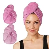 Turbie Twist Toalla de Microfibra para el Cabello para Mujeres y Hombres, Largo y Grueso (Rosa