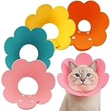 Katze Schutzkragen, 4 Stück Katzenkragen, Katzen Halskrause, Weicher Schutz für Wundheilung und Pflege, Atmungsaktive Halskrause für Katzen, Gelb, Orange, Rosa und Blau