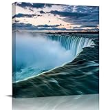 Square Canvas Wall Art Oil Painting Pictures for Wall Decor,Green Niagara Falls Cliff Artworks for...