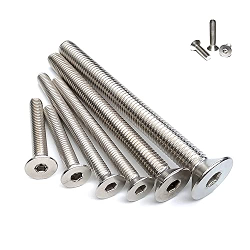5 Piezas M6 140mm Tornillo Hexagonal De Cabeza Plana, Accionamiento Hexagonal, Acero Inoxidable 18-8 304 , Hilo Completo, Superficie Brillante