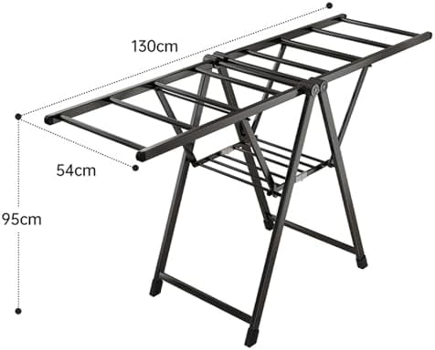 2-Tier Foldable Clothes Drying Rack with Height-Adjustable Gullwings, Aluminum Free-Standing Laundry Drying Rack Laundry Rack Folding Airer for Clothes Towels Linens