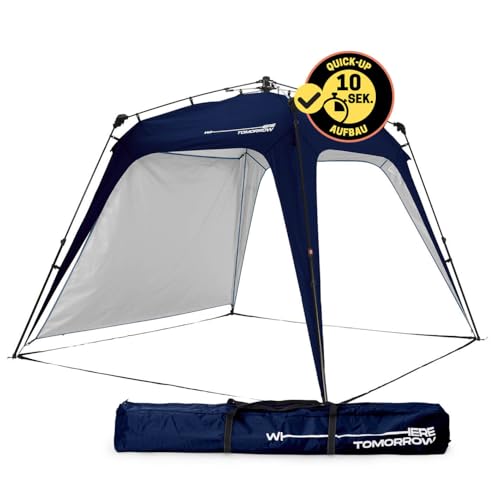 Lumaland Outdoor Pavillon 2,5 x 2,5m | Wasserdicht & UV-Schutz | Gartenzelt inkl. 1x Seitenteil & Tasche & Heringe | Robuster Camping & Partyzelt | Pop Up Zelt Aufbau in 2 Minuten [Navy]