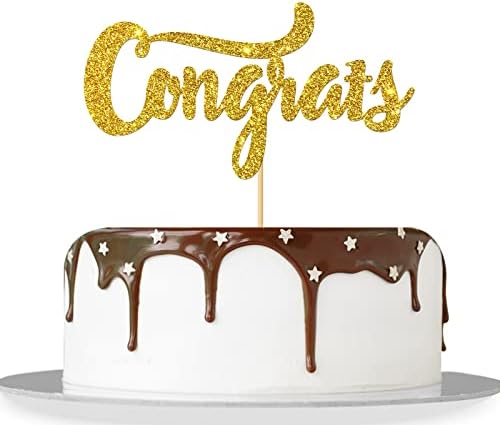 Gold Glitter Congrats Cake Topper/Congrats Grad/Class of 2023 / College Grad/Congratulations/MBA Graduation Party Decorations