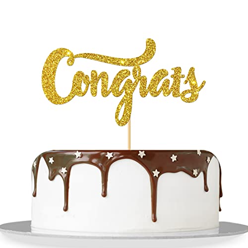 Gold Glitter Congrats Cake Topper/Congrats Grad/Class Of 2023 / College Grad/Congratulations/Mba Graduation Party Decorations #TOP2
