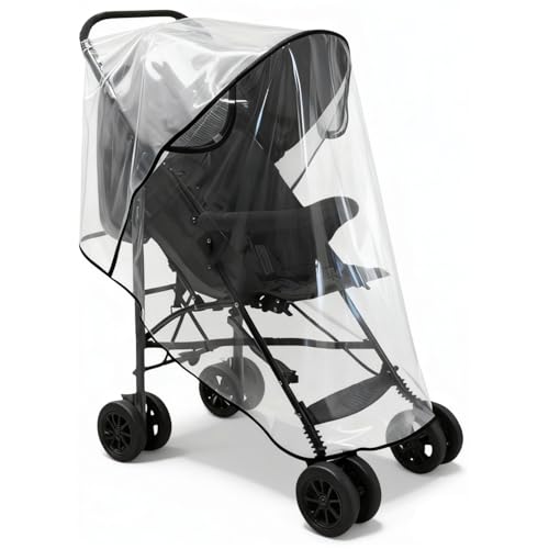Protector de lluvia universal para cochecito de bebé, protección contra la lluvia para cochecito y cochecito deportivo con ventana grande, capota para la lluvia (Transparente_Sin ventanas)