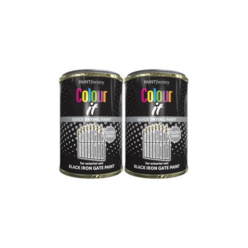 SDMAX All Purpose Black Iron Gate Tin Paint, Gloss Finish, Fast Drying, Durable And Long-Lasting Protection, Easy To Use, Portable And Lightweight, Exterior Use, 300ml (2PCS)