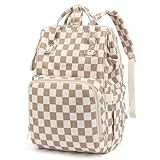 Dezcrab Baby Diaper Bag Backpack for Mom, Large Capacity Travel Nappy Bag for Boys & Girls with Stroller Straps (Corduroy Checkered Brown)