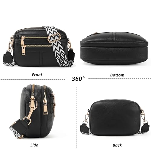 TAN.TOMI Crossbody Bags for Women 6-Pockets Purses for Women Vegan Leather Shoulder Bag Handbags for Women Travel Shopping