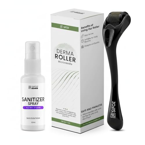 Image of Sifoz Derma Roller For Hair Growth 1 mm With 540 Titanium Needles Microneedle Roller For Face, Body, Scalp and Beard | For Women and Men | Reduces Acne Scars | Repairs Damaged Hair, Activates Hair Follicles | Safe & Effective To Use (0.5 mm)