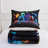Aimuan Gamer Gaming Bedding Sets 3D Gamepad Comforter Sets for Boys Games Console Action Buttons Novelty Colorful Game Controller Modern Room Decor Home Quilt Set (Black-Multi, Full 3PCS) — image 6